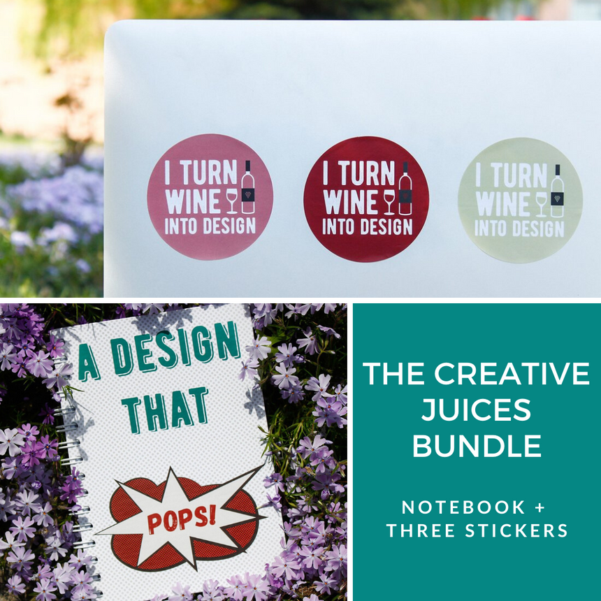 Creative Juices Bundle: Notebook and Three Stickers