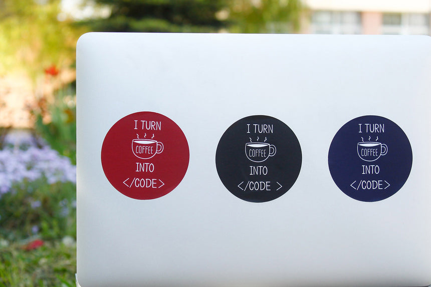 I turn coffee into code | Sticker